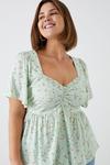 Dorothy Perkins Curve Sage Floral Ruched Front Blouse thumbnail 2