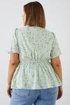 Dorothy Perkins Curve Sage Floral Ruched Front Blouse thumbnail 3