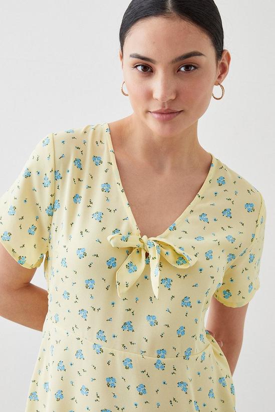 Dorothy Perkins Petite Yellow Ditsy Tie Front Mini Dress 2