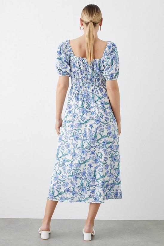 Dorothy Perkins Tall Blue Floral Tie Front Midi Dress 3