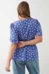Dorothy Perkins Curve Blue Spot Ruched Front Blouse thumbnail 3