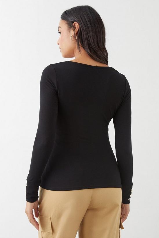 Dorothy Perkins Square Neck Button Cuff Detail Top 3