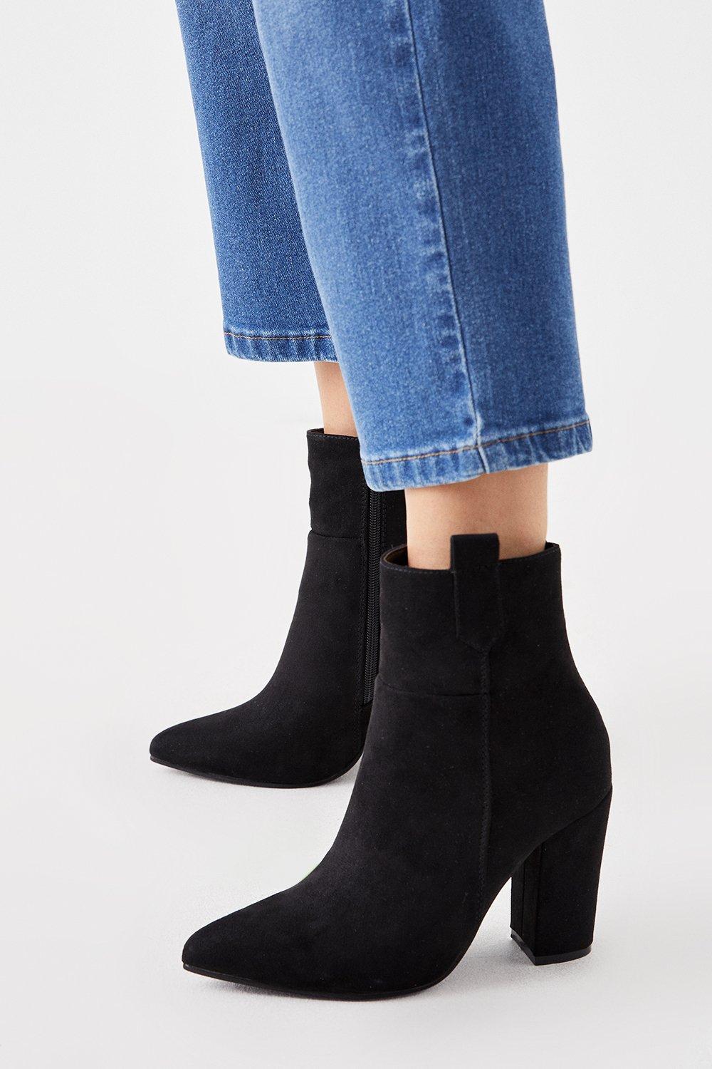 Women’s Wide Fit Katie Block Heel Ankle Boots - natural black - 3
