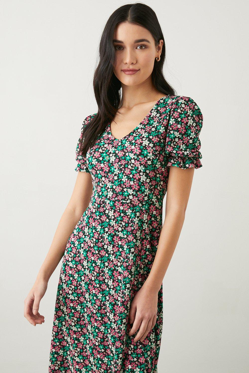 Dorothy perkins green sales floral dress