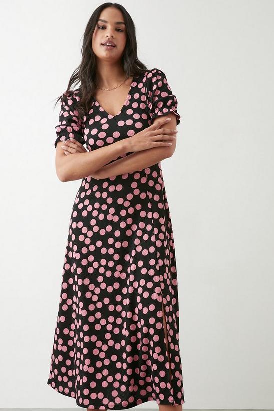 Dorothy Perkins Pink Spot Short Sleeve V Neck Midi Dress 2