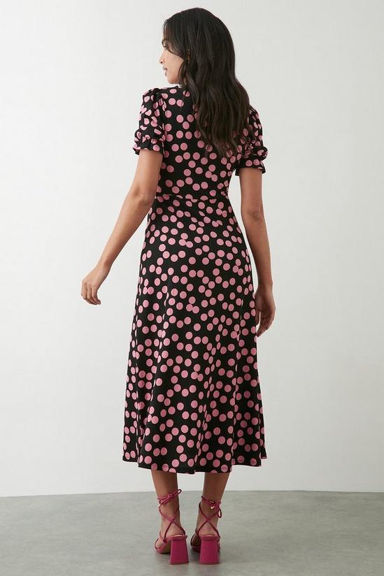 Dorothy Perkins Pink Spot Short Sleeve V Neck Midi Dress 3