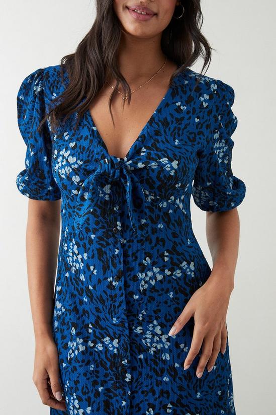 Dorothy Perkins Blue Printed Tie Front Button Through Mini Dress 4