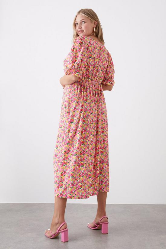 Dorothy Perkins Curve Pink Floral V Neck Midi Dress 3