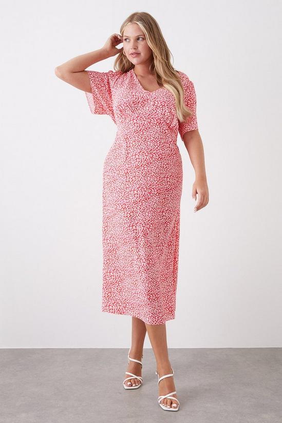 Dorothy Perkins Curve Pink Animal Empire Seam Midi Dress 1