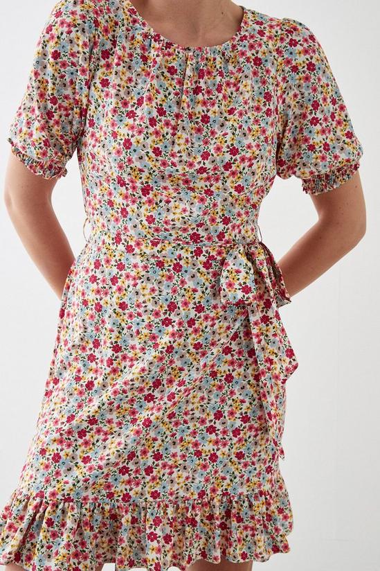 Dorothy Perkins Tall Multi Ditsy Print Shirred Cuff Mini Dress 2