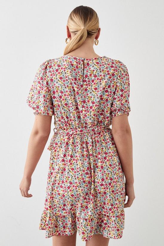 Dorothy Perkins Tall Multi Ditsy Print Shirred Cuff Mini Dress 3