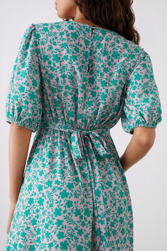 Dorothy Perkins Petite Green Ditsy Print Puff Sleeve Midi Dress 4
