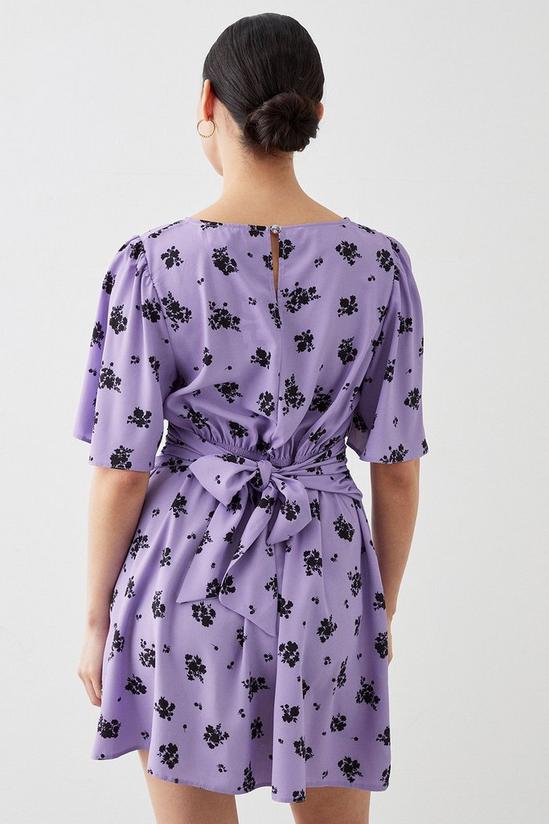Dorothy Perkins Petite Lilac Ditsy Print Tie Waist Mini Dress 3