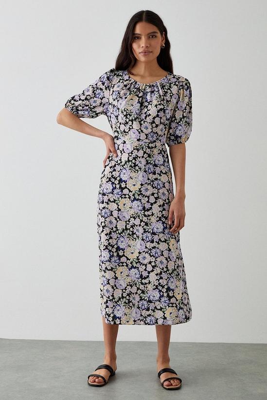 Dorothy Perkins Large Floral Print  Puff Sleeve Midi Dress 2