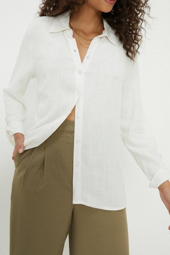 Dorothy Perkins Roll Sleeve Linen Mix Shirt 2