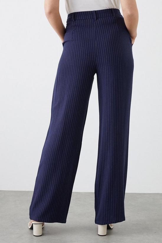 Dorothy Perkins Tall Striped Linen Blended Wide Leg Trousers 3
