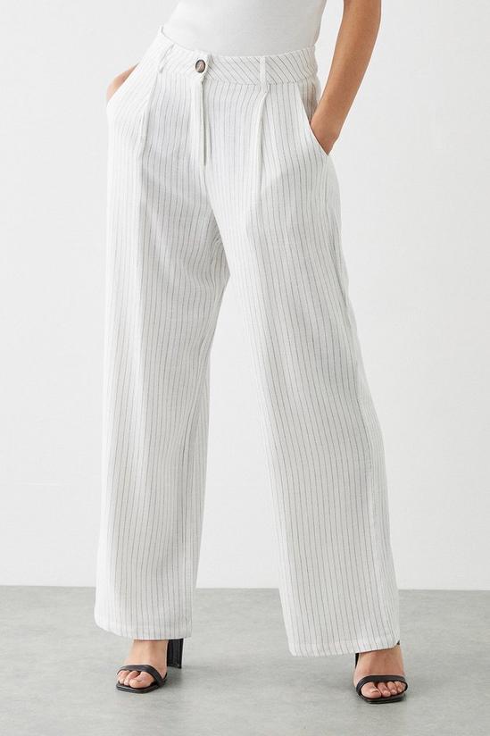 Dorothy Perkins Striped Linen Blended Wide Leg Trousers 2
