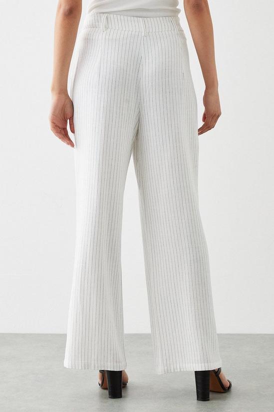 Dorothy Perkins Striped Linen Blended Wide Leg Trousers 3
