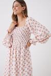 Dorothy Perkins Pink Print Shirred Bodice Midi Dress thumbnail 2