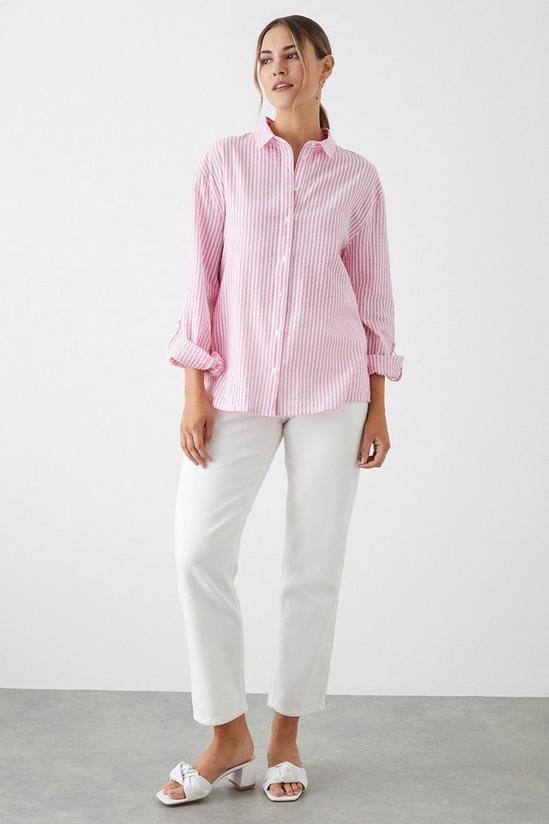Dorothy Perkins Pink Stripe Roll Sleeve Shirt 1