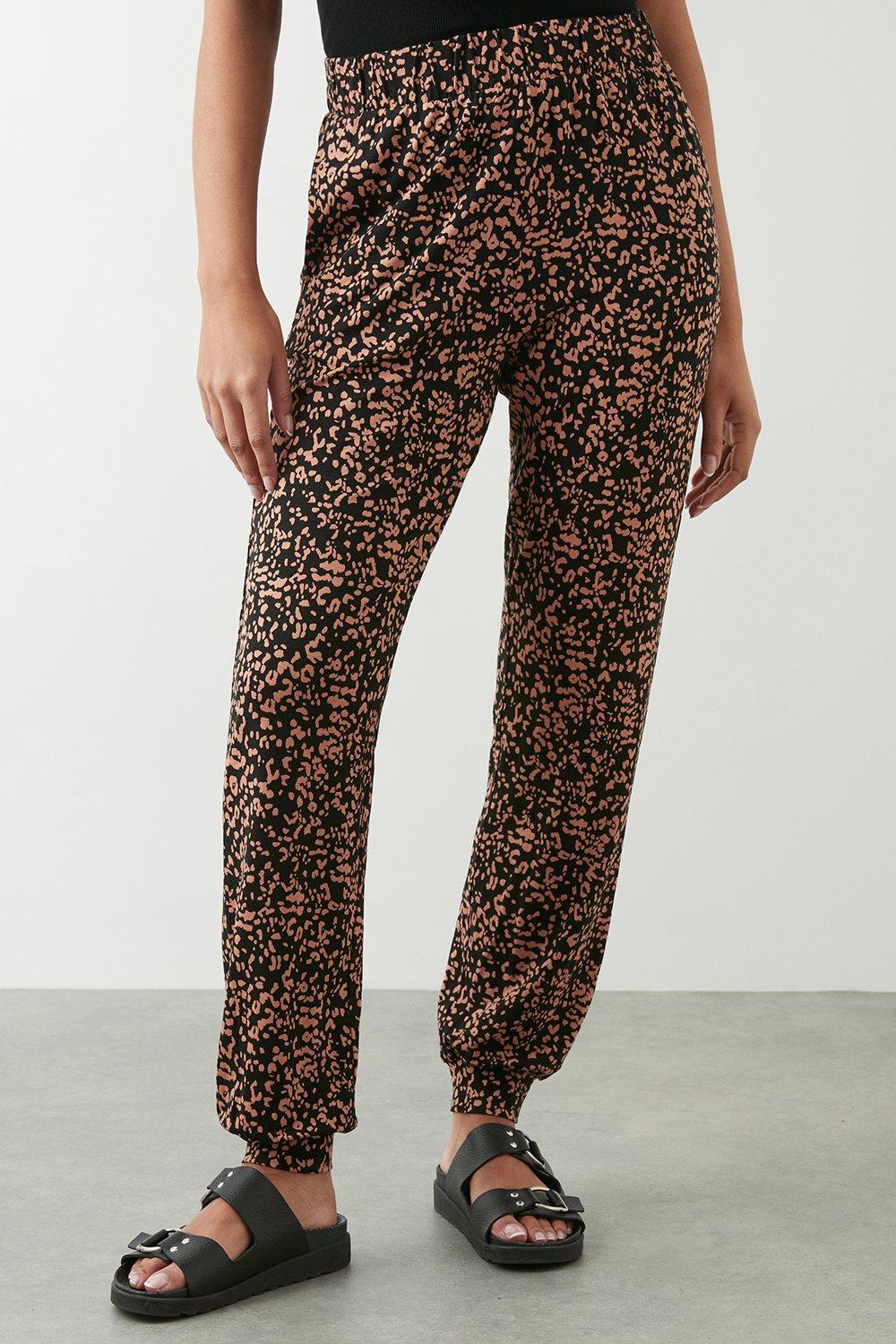 Womens Abstract Print Cuff Detail Trousers