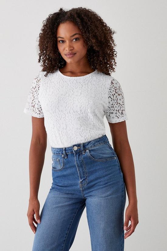 Dorothy Perkins Tall Lace Front Short Sleeve Top 1