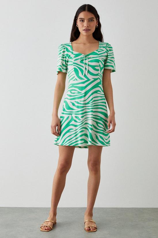 Dorothy Perkins Green Zebra Tie Front Mini Dress 1