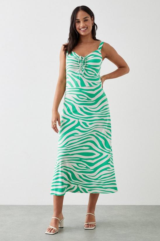 Dorothy Perkins Green Zebra Tie Front Midi Dress 1