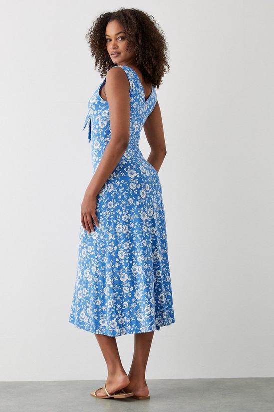 Dorothy Perkins Blue Floral Button Through Midi Dress 3