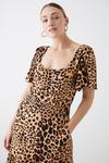 Dorothy Perkins Tall Leopard Shirred Waist Tiered Angel Sleeve Midi Dress thumbnail 2