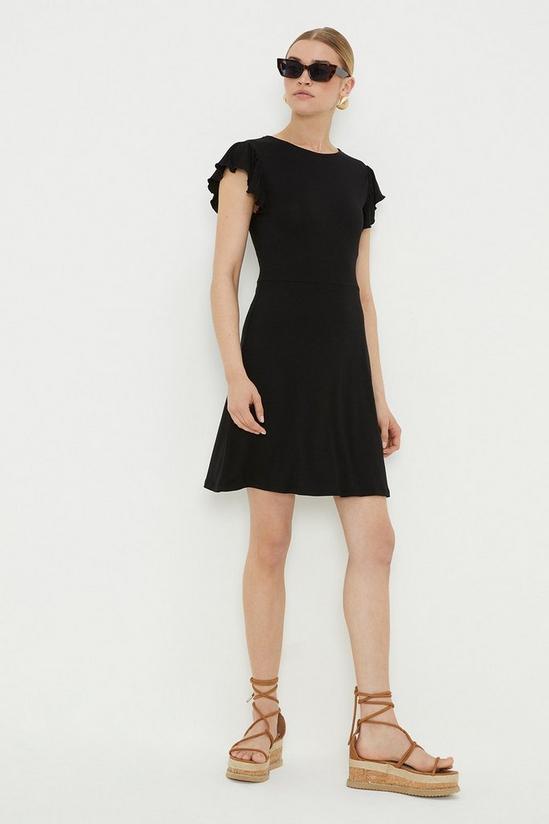 Dorothy Perkins Black Ruffle Shoulder Mini Dress 1