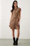 Dorothy Perkins Leopard Printed Ruffle Shoulder Mini Dress thumbnail 1