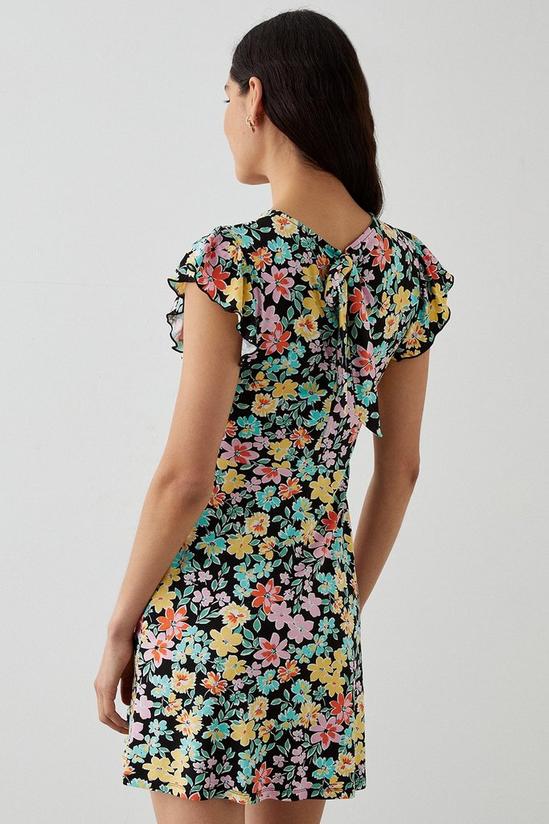 Dorothy Perkins Multi Floral Ruffle Shoulder Mini Dress 3