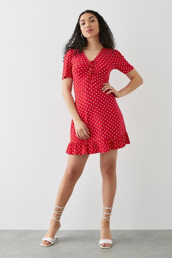 Dorothy Perkins Red Spot Tie Front Mini Dress 2