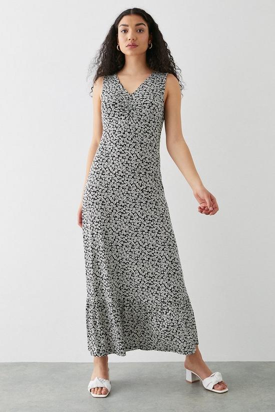 Dorothy Perkins Mono Ditsy Floral Ruched Front Maxi Dress 1