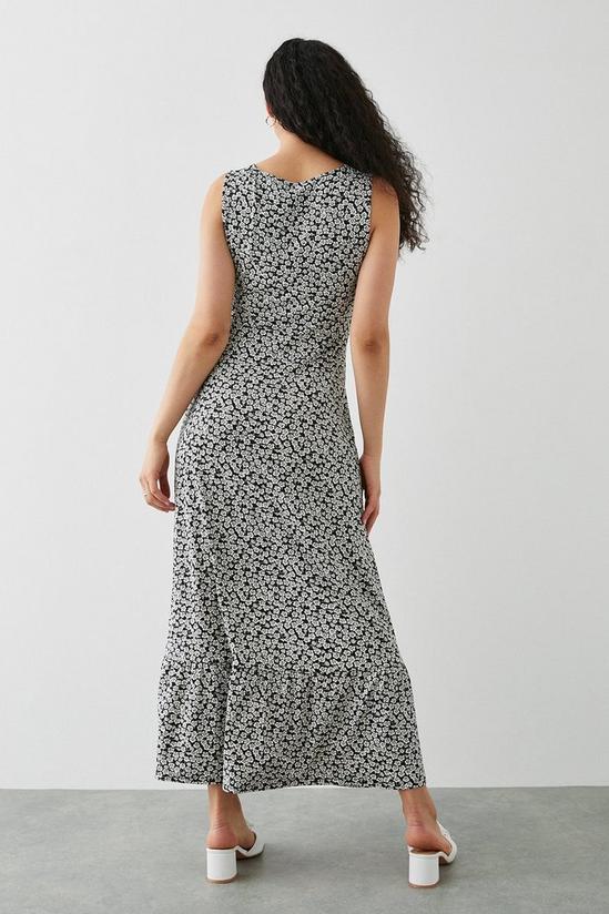 Dorothy Perkins Mono Ditsy Floral Ruched Front Maxi Dress 3