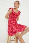 Dorothy Perkins Pink Animal Shirred Bardot Mini Dress thumbnail 1