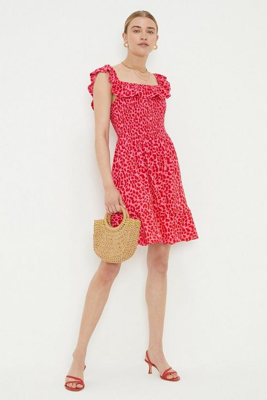 Dorothy Perkins Pink Animal Shirred Bardot Mini Dress 2