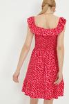 Dorothy Perkins Pink Animal Shirred Bardot Mini Dress thumbnail 4