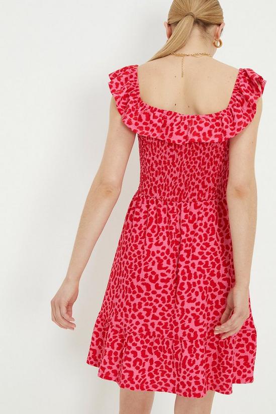 Dorothy Perkins Pink Animal Shirred Bardot Mini Dress 4