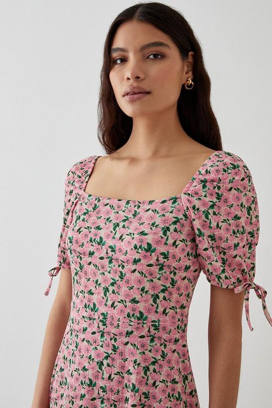 Dorothy Perkins Pink Floral Tie Sleeve Frill Hem Mini Dress 2
