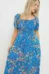 Dorothy Perkins Petite Blue Ditsy Shirred Bodice Midi Dress thumbnail 2