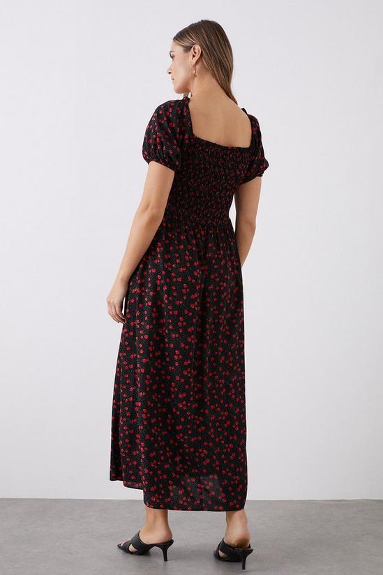 Dorothy Perkins Strawberry Printed Shirred Bodice Midi Dress 3