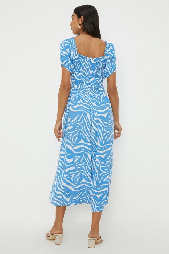 Dorothy Perkins Blue Zebra Shirred Bodice Midi Dress 3