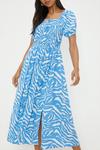 Dorothy Perkins Blue Zebra Shirred Bodice Midi Dress thumbnail 4
