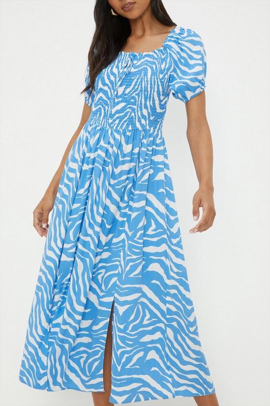 Dorothy Perkins Blue Zebra Shirred Bodice Midi Dress 4