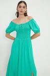 Dorothy Perkins Green Shirred Bodice Midi Dress thumbnail 1
