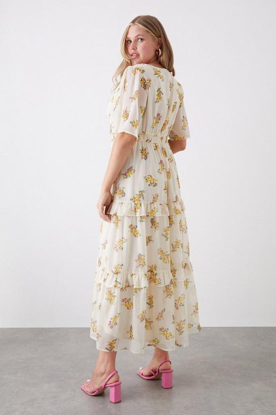 Dorothy Perkins Curve Floral Chiffon V Neck Midi Dress 3