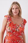 Dorothy Perkins Curve Red Floral Ruffle Front Midi Dress thumbnail 2