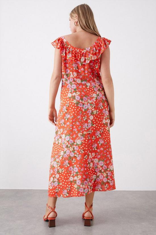 Dorothy Perkins Curve Red Floral Ruffle Front Midi Dress 3